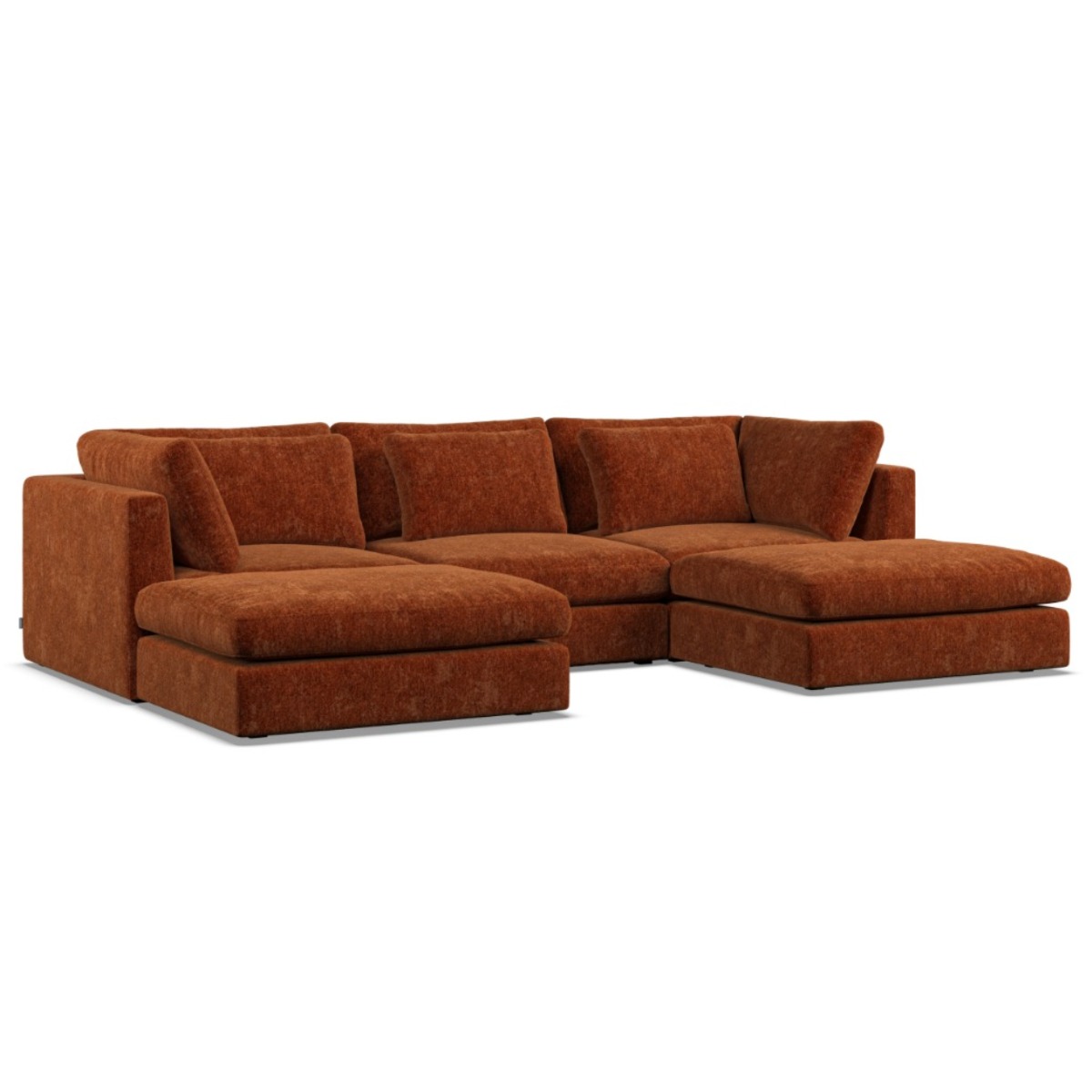 Corner Sofa - SOVA Fabric 5 Seater U Shaped Deep Terra - Footstool End