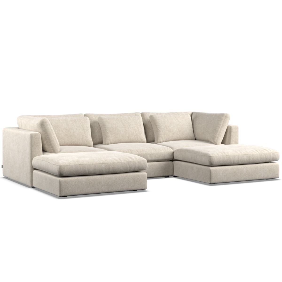 Corner Sofa - SOVA Fabric 5 Seater U Shaped Ivory - Footstool End