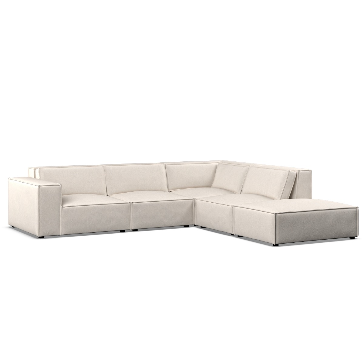 Corner Sofa - LUCCA Fabric 5 Seater Left Hand Facing - Ivory