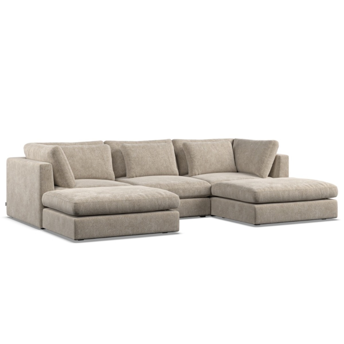 Corner Sofa - SOVA Fabric 5 Seater U Shaped Pearl - Footstool End