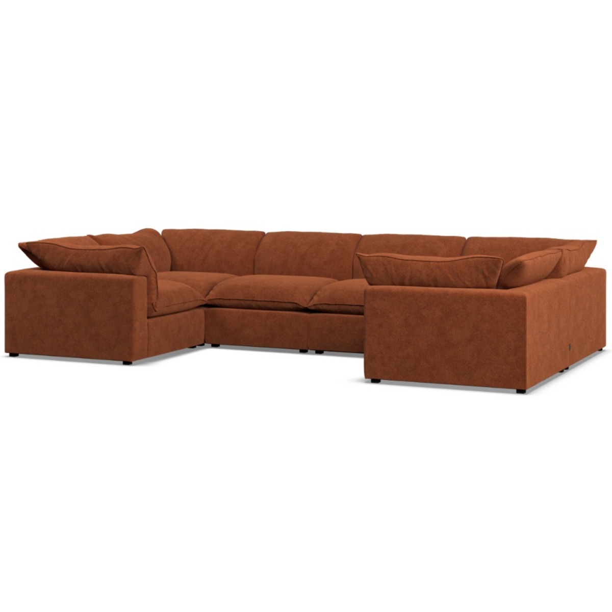 Corner Sofa - PUEBLA Fabric 6 Seater U Shaped - Saffron
