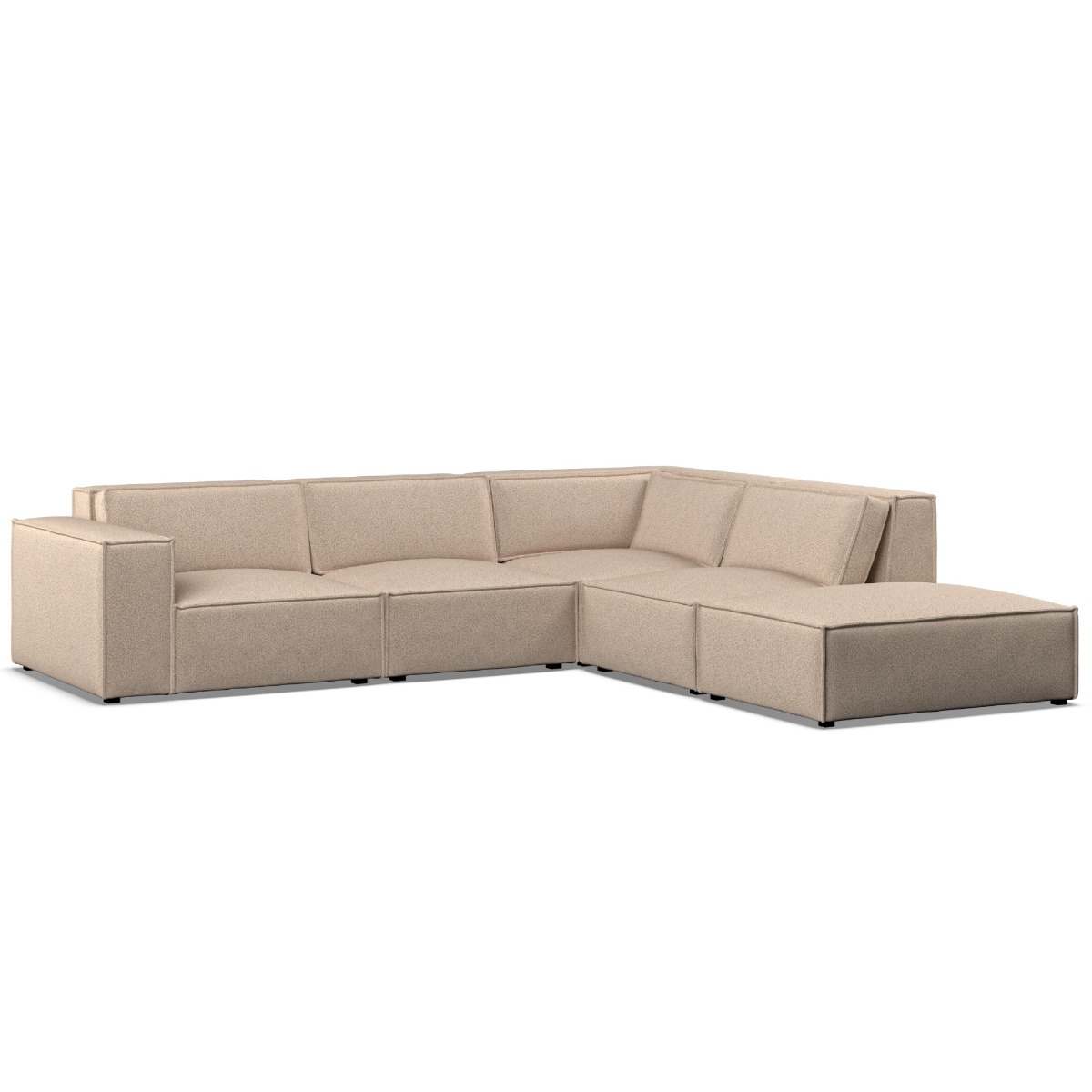Corner Sofa - LUCCA Fabric 5 Seater Left Hand Facing - Beige