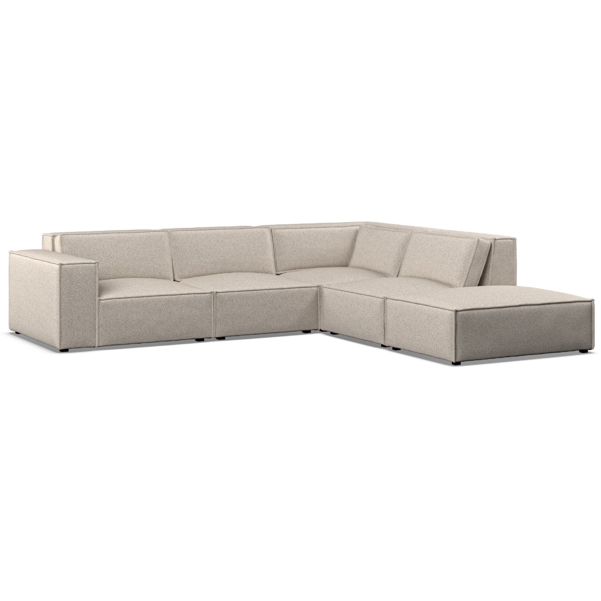 Corner Sofa - LUCCA Fabric 5 Seater Left Hand Facing - Linen