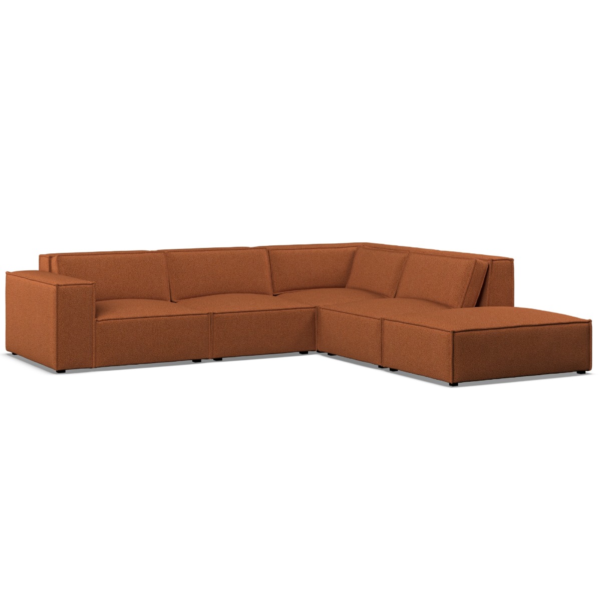 Corner Sofa - LUCCA Fabric 5 Seater Left Hand Facing - Terra