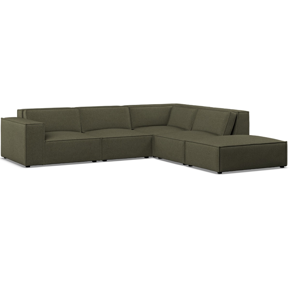 Corner Sofa - LUCCA Fabric 5 Seater Left Hand Facing - Winter Moss