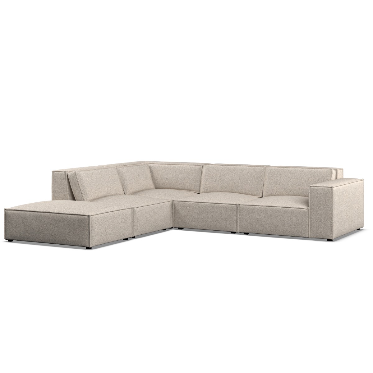 Corner Sofa - LUCCA Fabric 5 Seater Right Hand Facing Linen - Footstool End