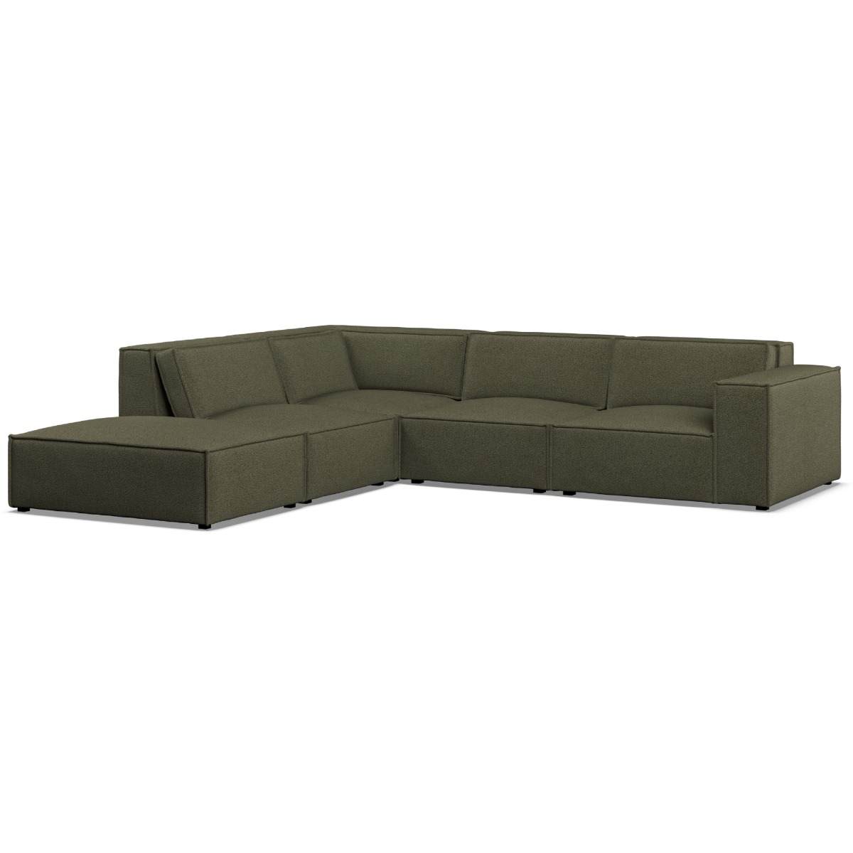 Corner Sofa - LUCCA Fabric 5 Seater Right Hand Facing Winter Moss - Footstool End