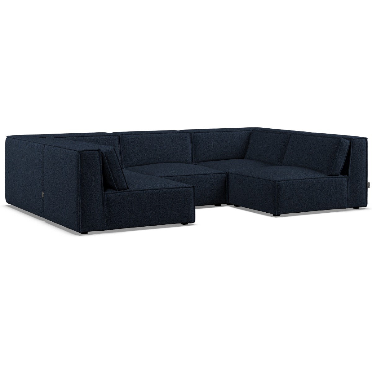 Corner Sofa - LUCCA Fabric 5 Seater U Shaped Deep Blue - Open End