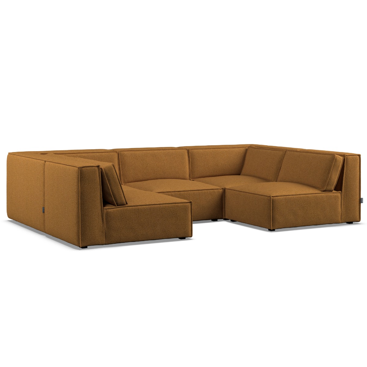 Corner Sofa - LUCCA Fabric 5 Seater U Shaped Inca Gold - Open End