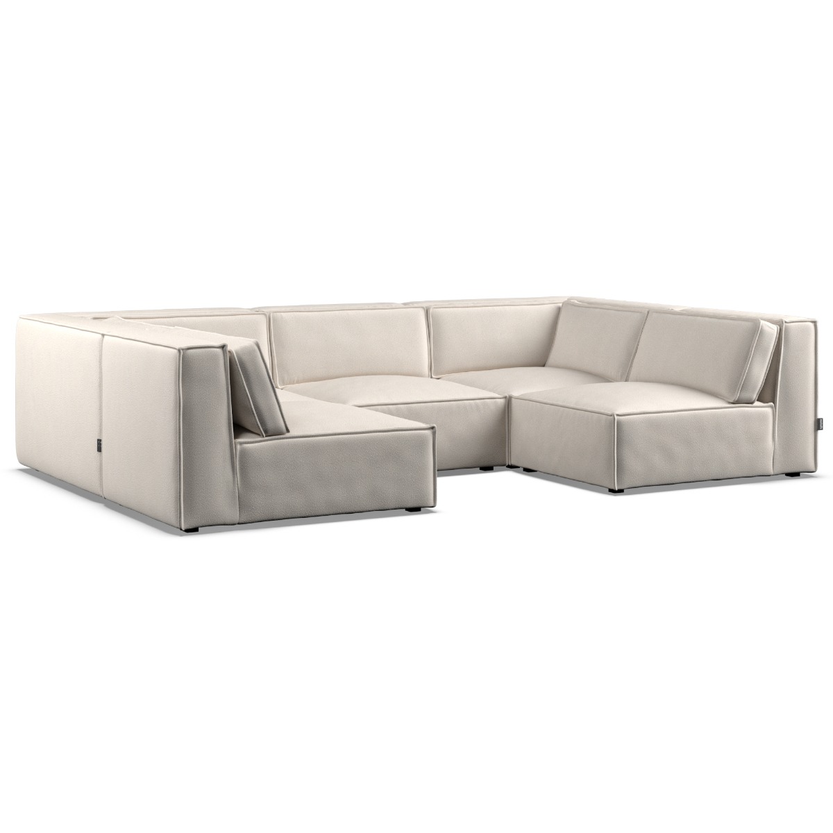 Corner Sofa - LUCCA Fabric 5 Seater U Shaped Ivory - Open End