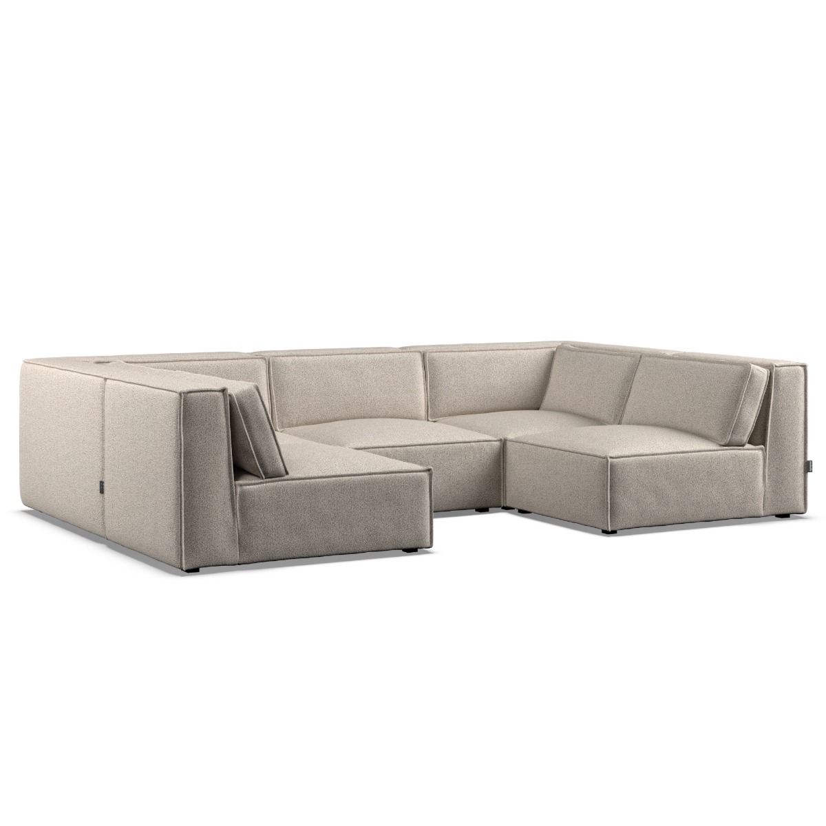 Corner Sofa - LUCCA Fabric 5 Seater U Shaped Linen - Open End