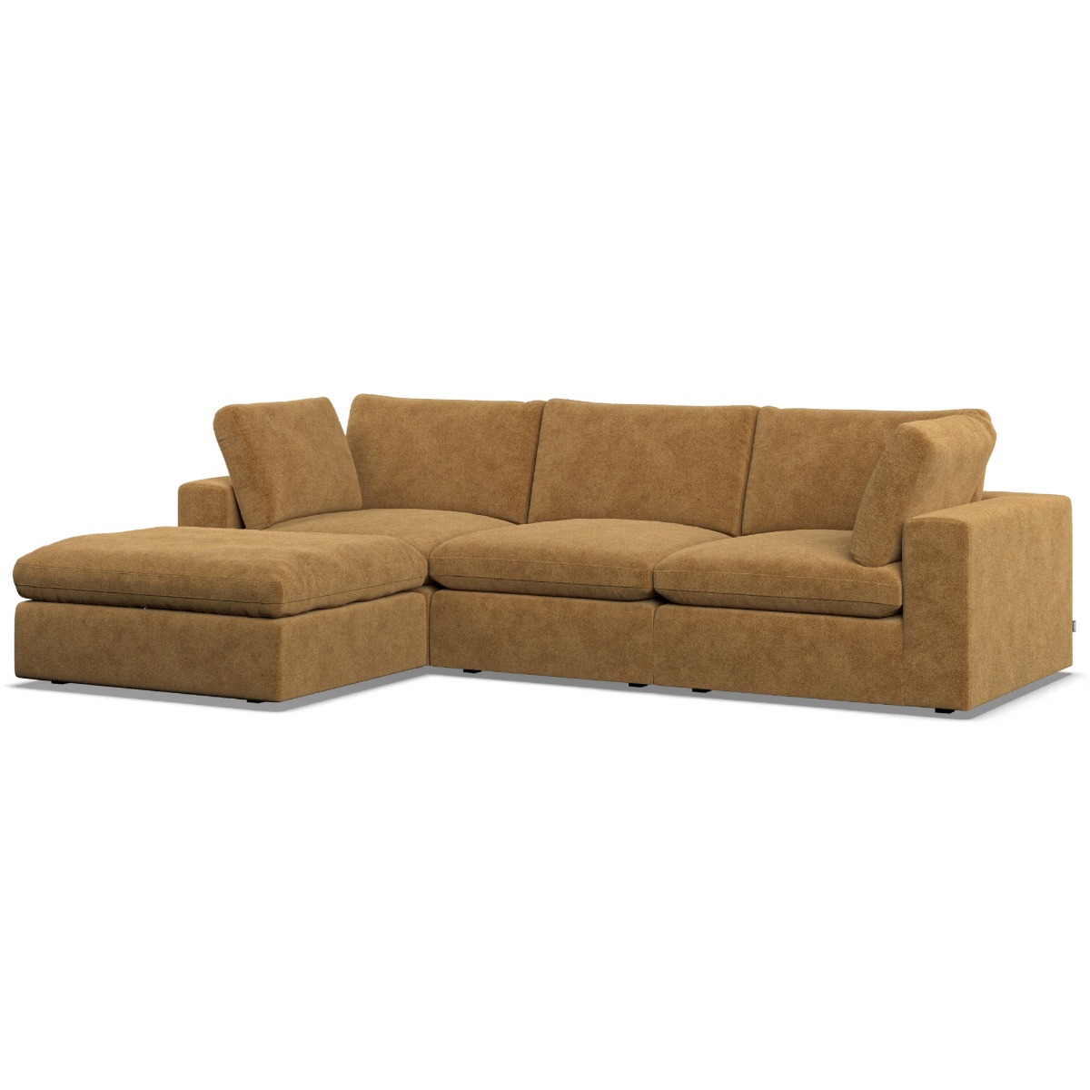 Corner Sofa - OBLAK Fabric 3 Seater Right Hand Facing Amber - Footstool End