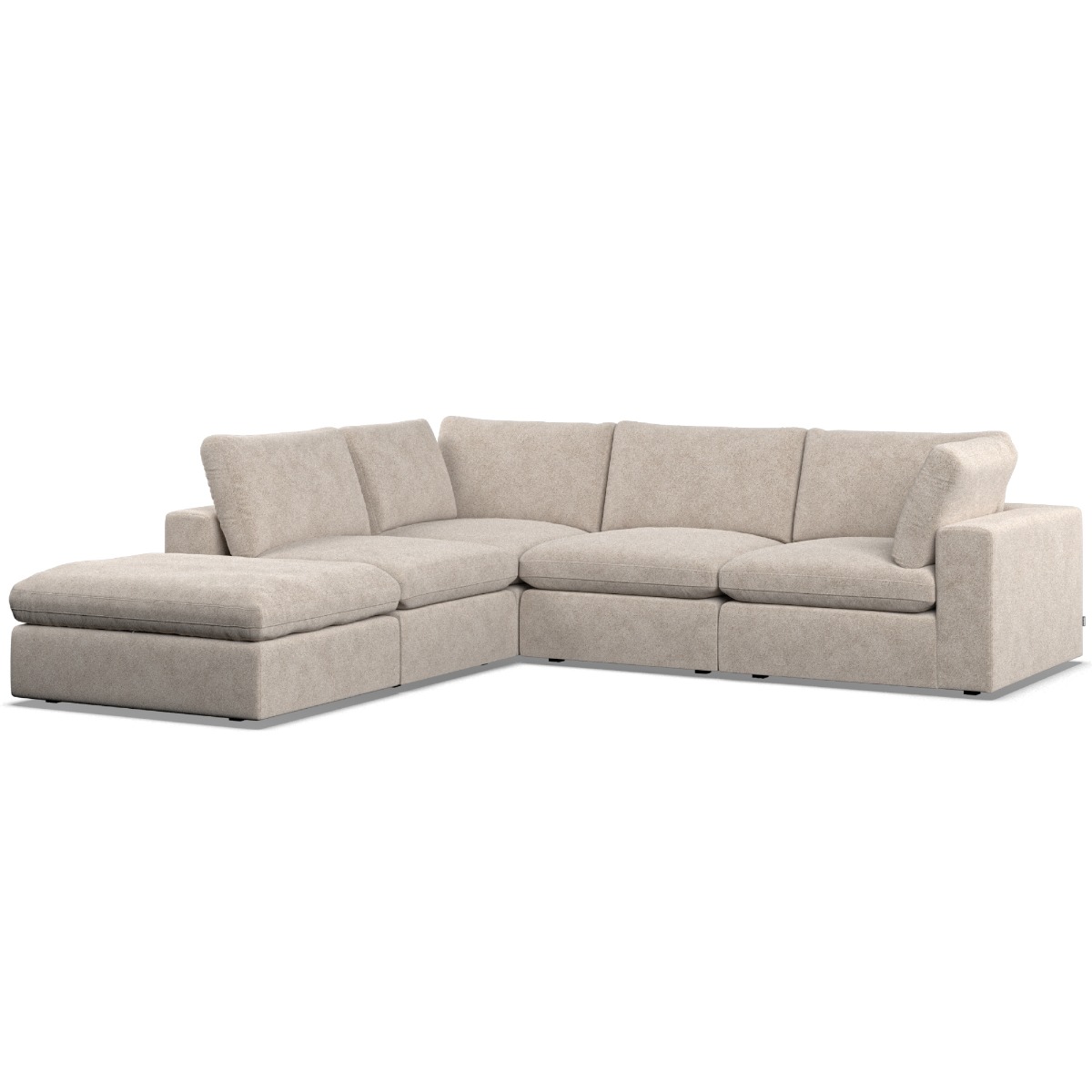Corner Sofa - OBLAK Fabric 4 Seater Right Hand Facing Fossil - Footstool End