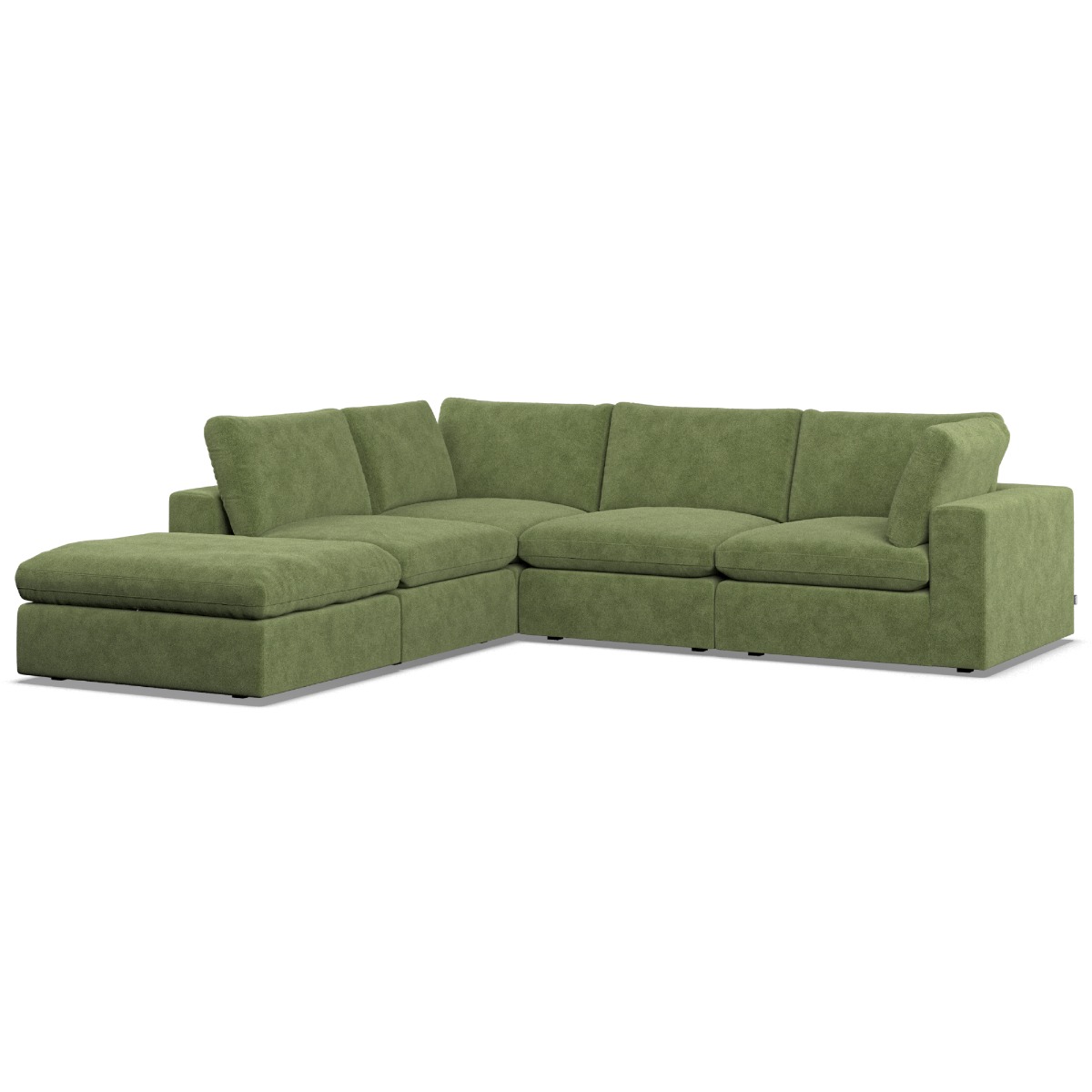Corner Sofa - OBLAK Fabric 4 Seater Right Hand Facing Verde - Footstool End