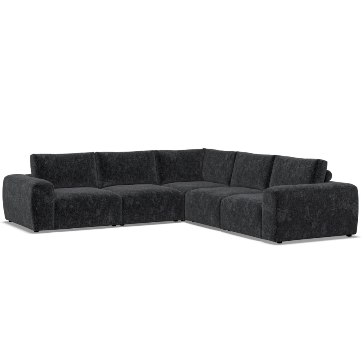 Corner Sofa - GRAZ Fabric 5 Seater Left Hand Facing - Black