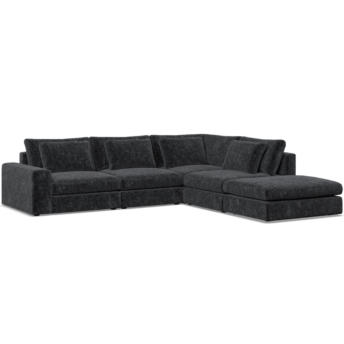 Corner Sofa - SOVA Fabric 4 Seater Left Hand Facing - Black
