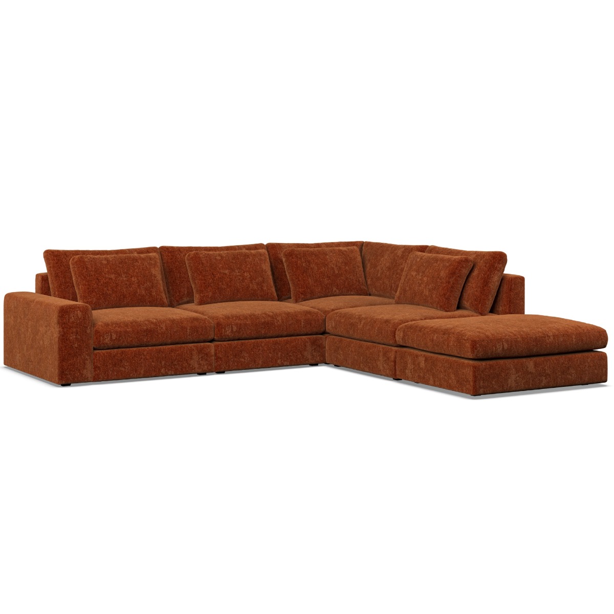 Corner Sofa - SOVA Fabric 4 Seater Left Hand Facing - Deep Terra
