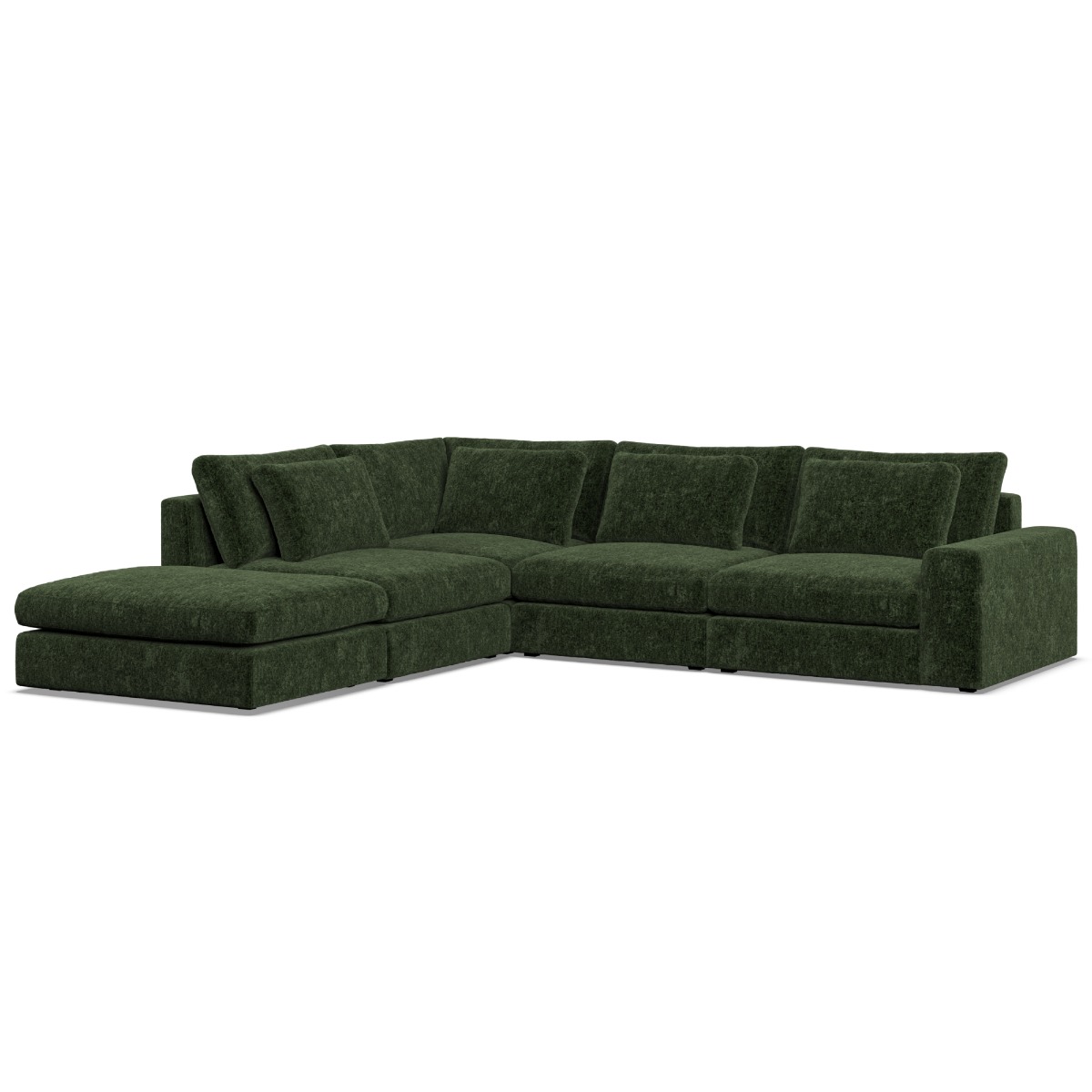 Corner Sofa - SOVA Fabric 4 Seater Right Hand Facing Bottle Green - Footstool End