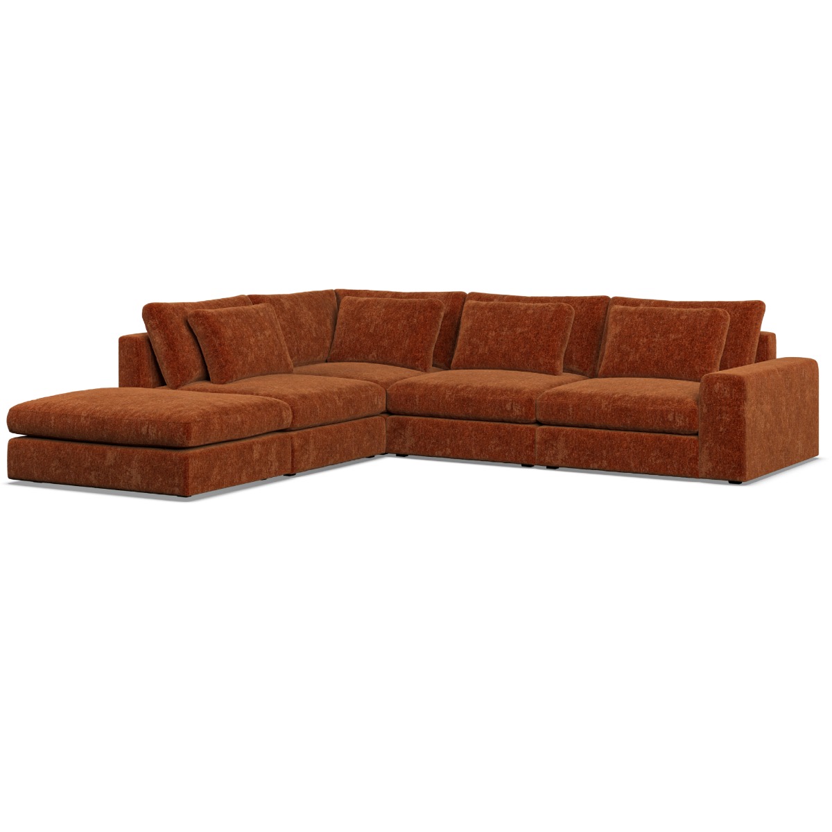 Corner Sofa - SOVA Fabric 4 Seater Right Hand Facing Deep Terra - Footstool End
