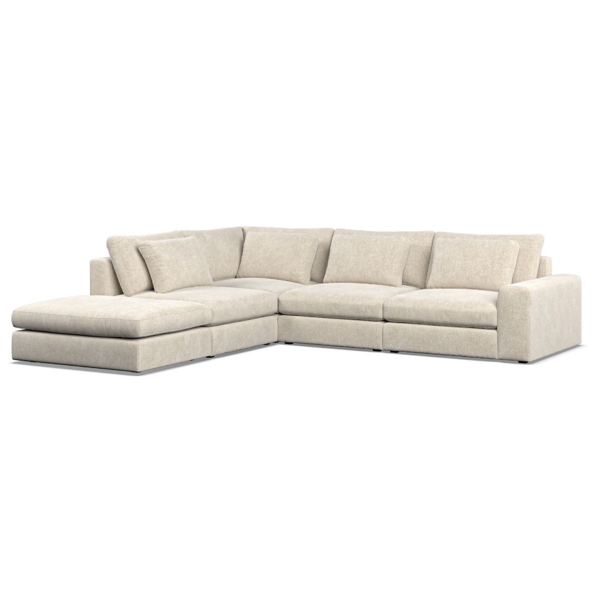 Corner Sofa - SOVA Fabric 4 Seater Right Hand Facing Ivory - Footstool End