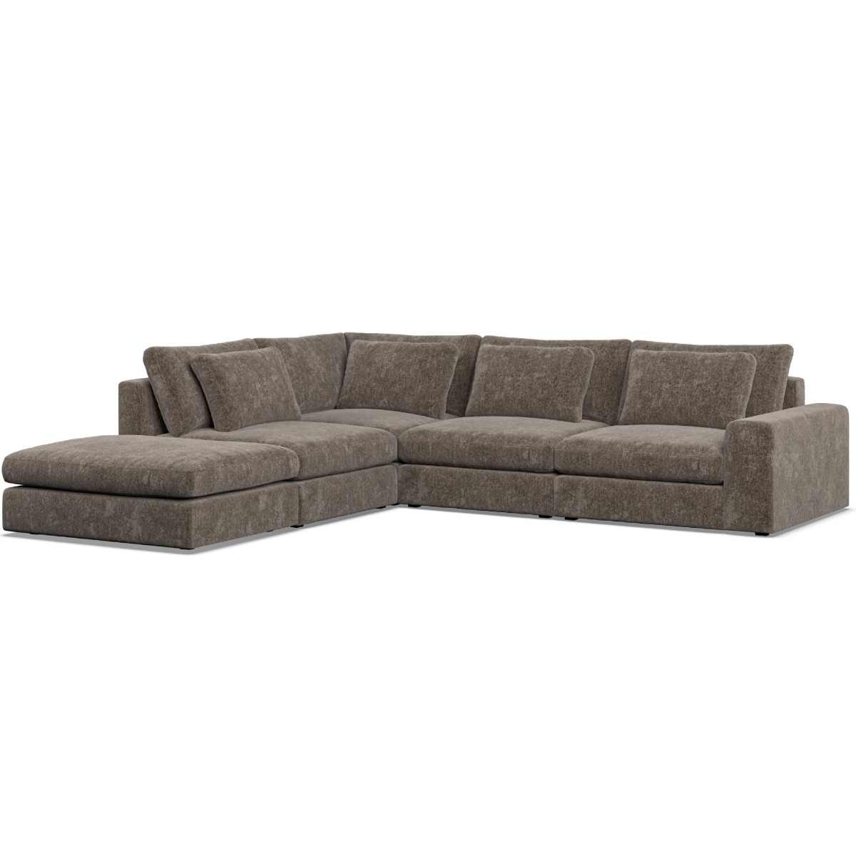 Corner Sofa - SOVA Fabric 4 Seater Right Hand Facing Mocca - Footstool End