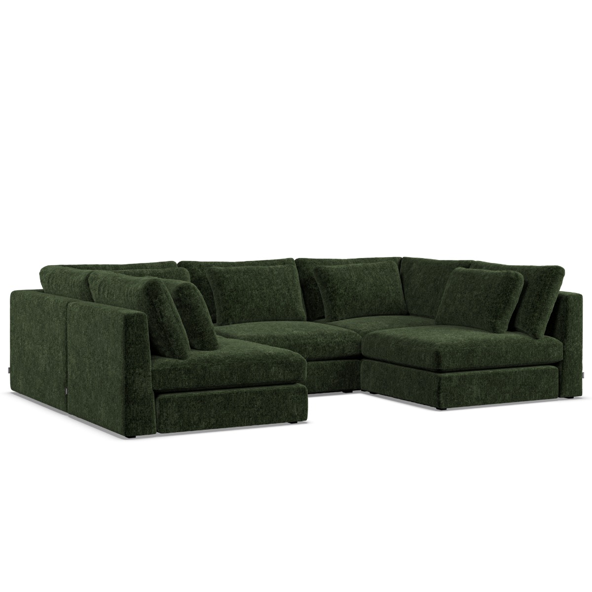Corner Sofa - SOVA Fabric 5 Seater U Shaped Bottle Green - Open End