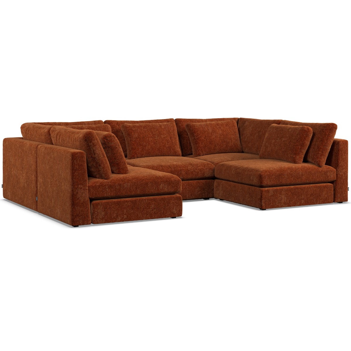 Corner Sofa - SOVA Fabric 5 Seater U Shaped Deep Terra - Open End
