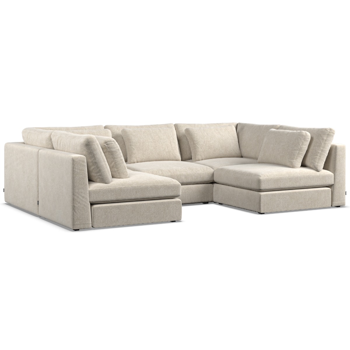 Corner Sofa - SOVA Fabric 5 Seater U Shaped Ivory - Open End