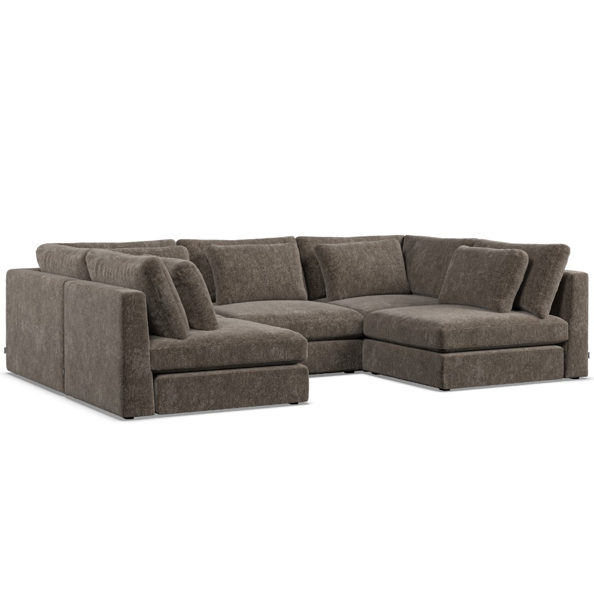 Corner Sofa - SOVA Fabric 5 Seater U Shaped Mocca - Open End