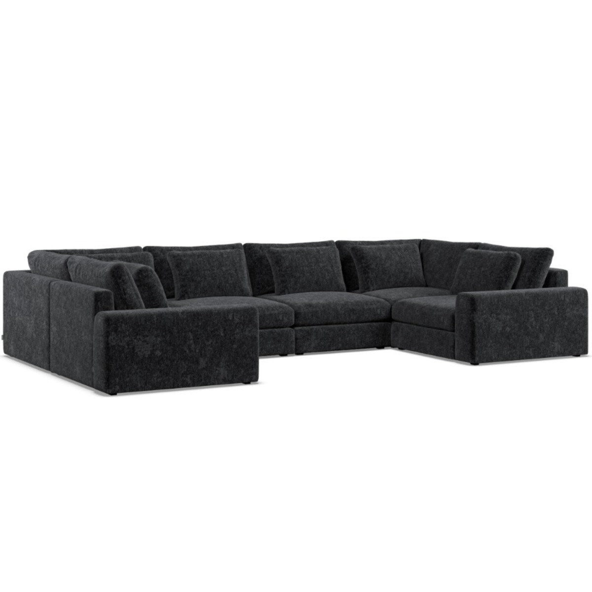 Corner Sofa - SOVA Fabric 6 Seater U Shaped - Black