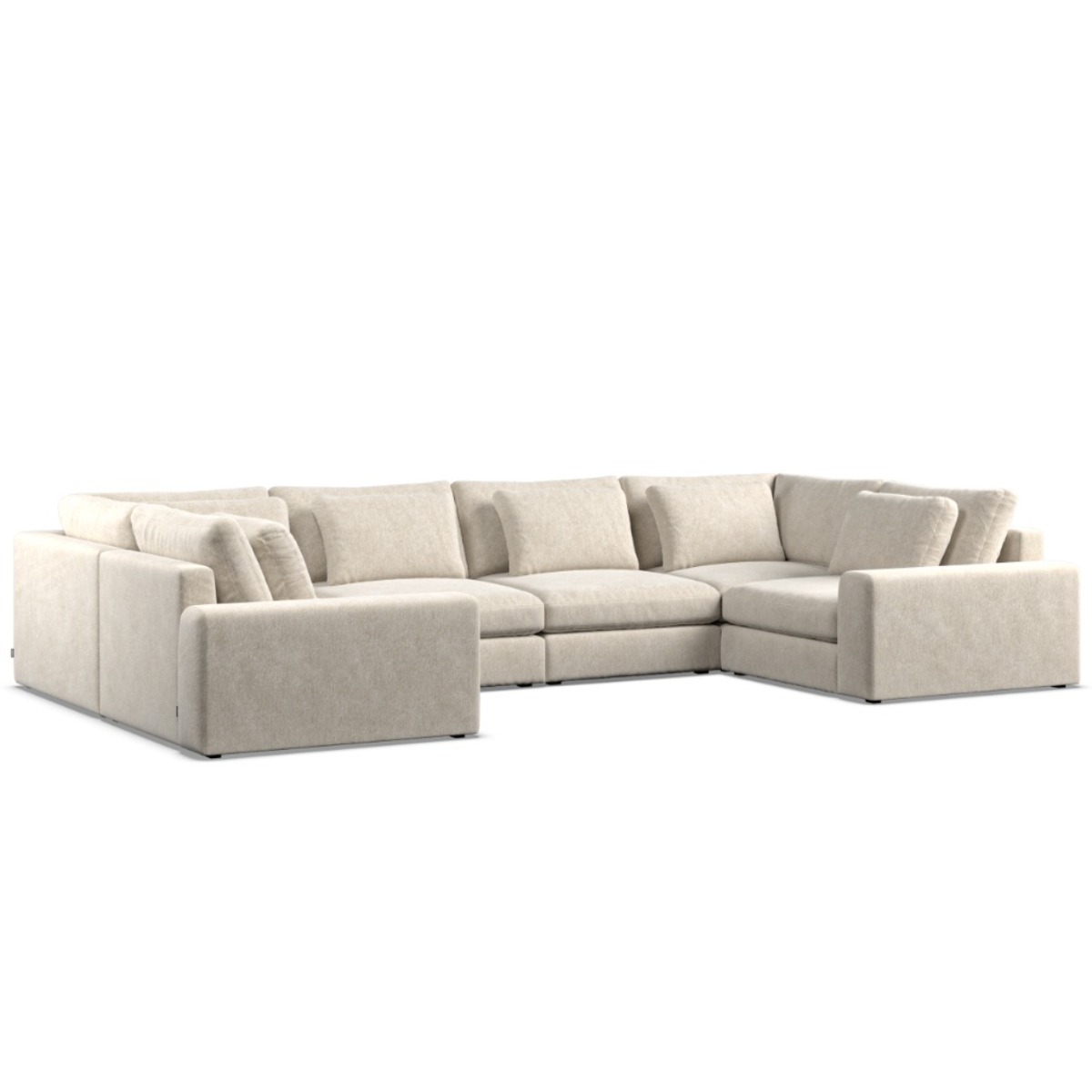 Corner Sofa - SOVA Fabric 6 Seater U Shaped - Ivory
