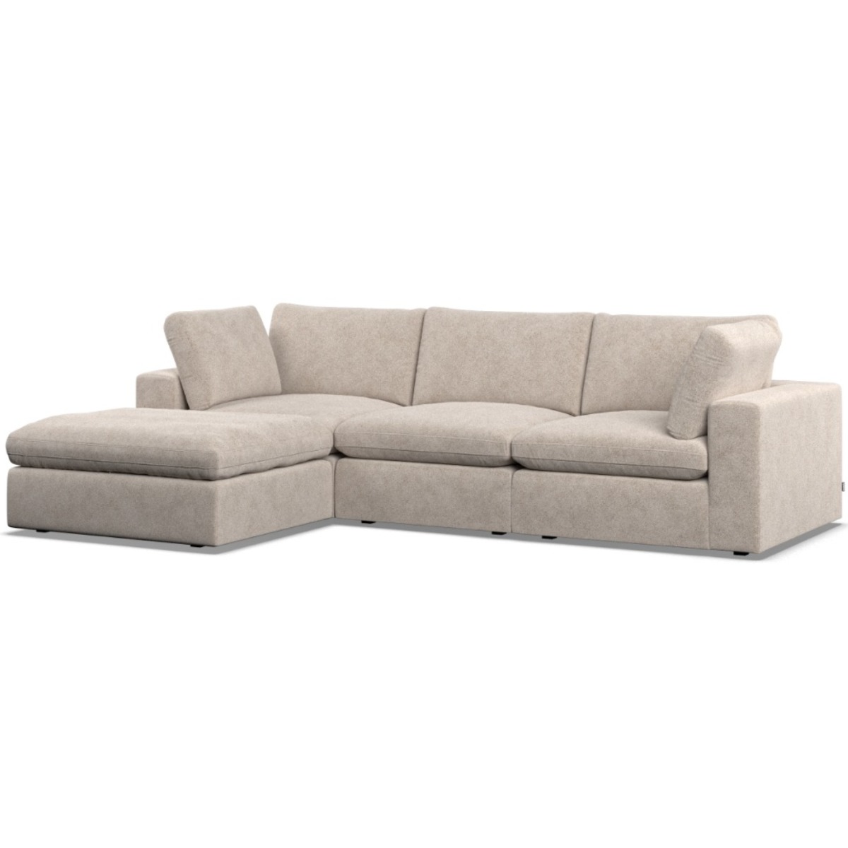 Corner Sofa - OBLAK Fabric 3 Seater Right Hand Facing Fossil - Footstool End