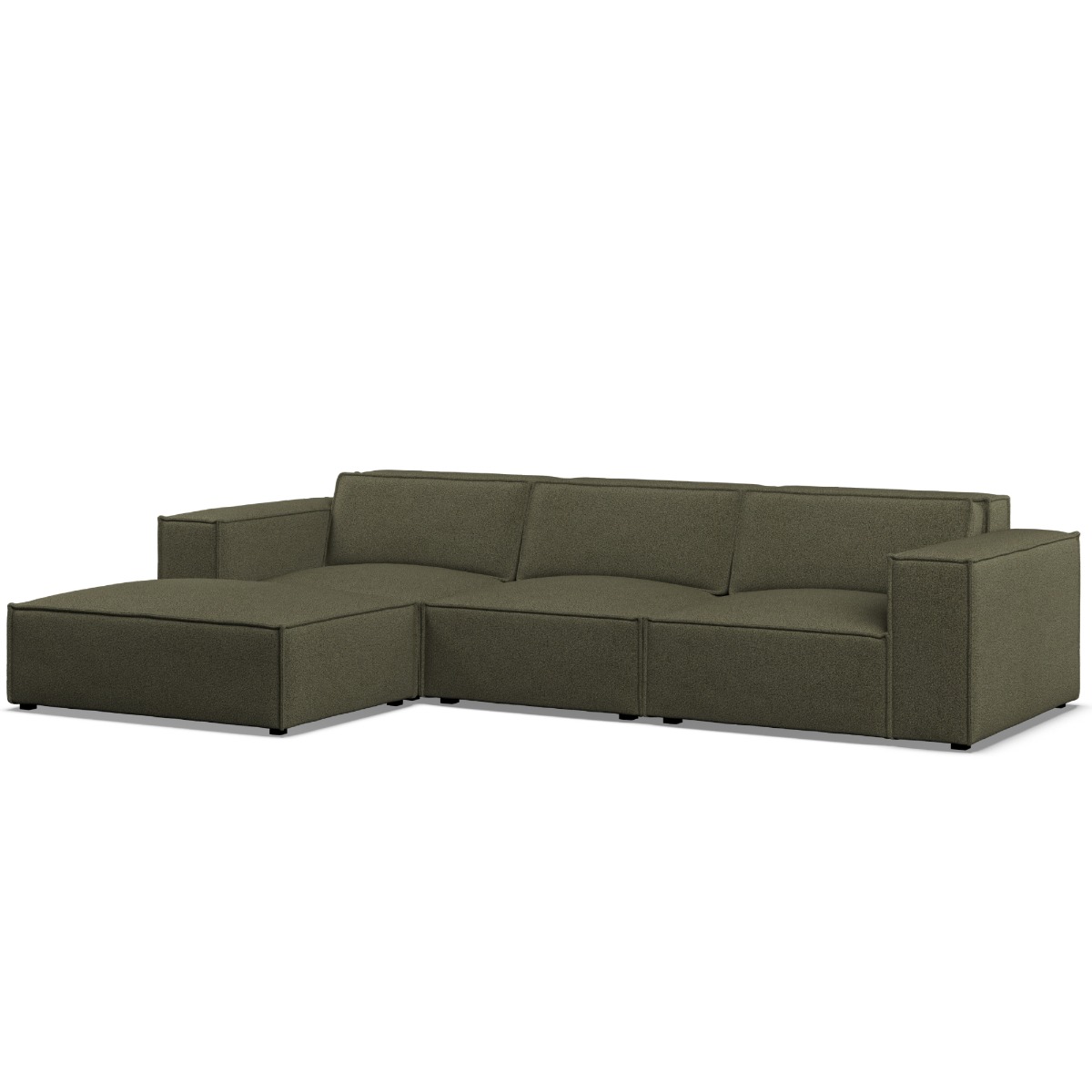 Corner Sofa - LUCCA Fabric 3 Seater Right Hand Facing - Winter Moss