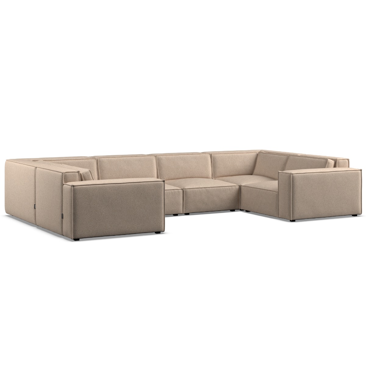 Corner Sofa - LUCCA Fabric 6 Seater U Shaped - Beige