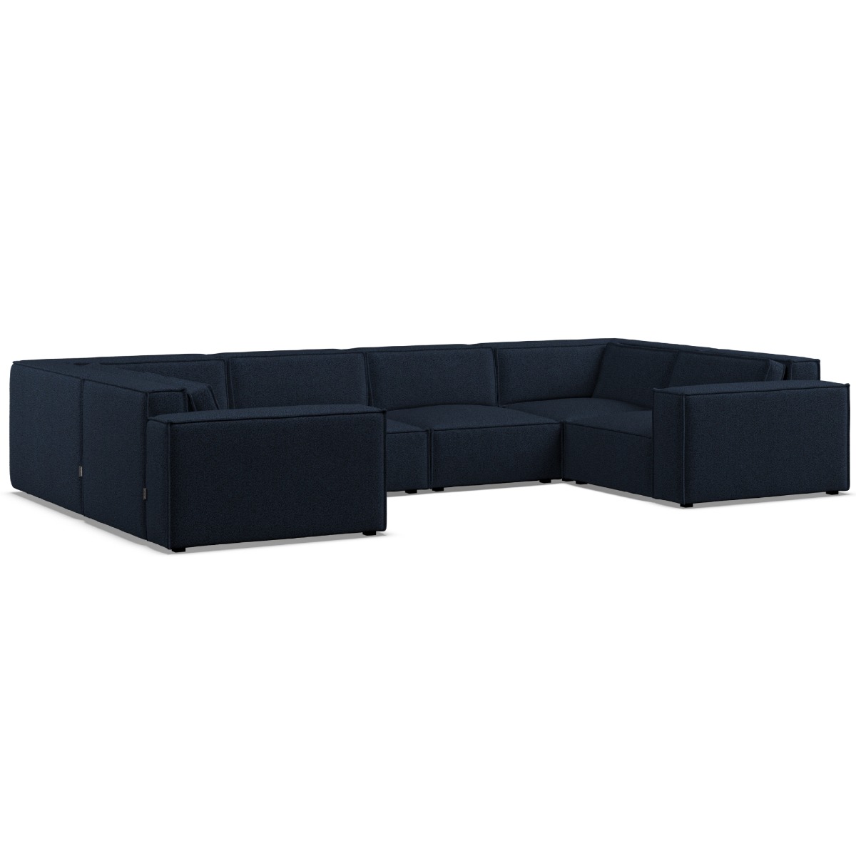 Corner Sofa - LUCCA Fabric 6 Seater U Shaped - Deep Blue