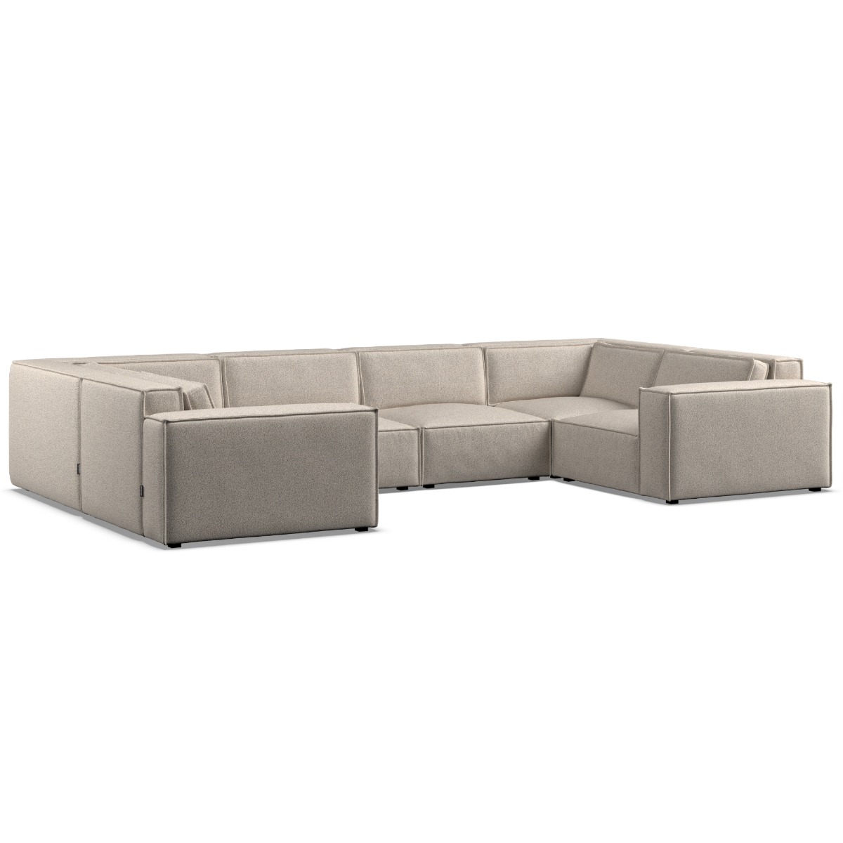 Corner Sofa - LUCCA Fabric 6 Seater U Shaped - Linen