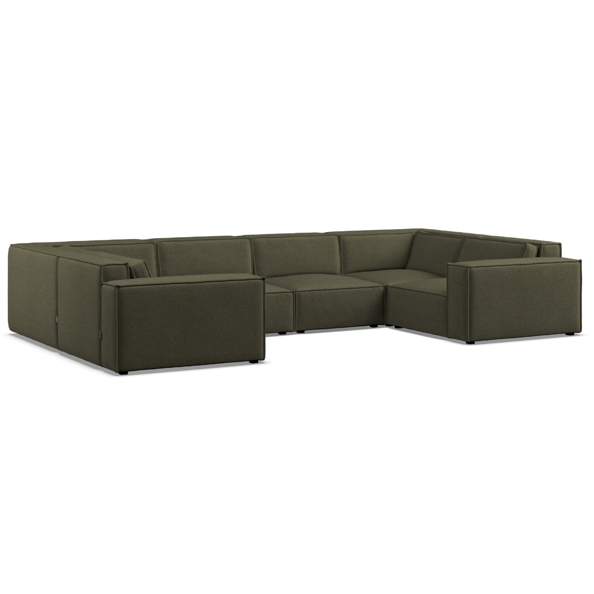 Corner Sofa - LUCCA Fabric 6 Seater U Shaped - Winter Moss
