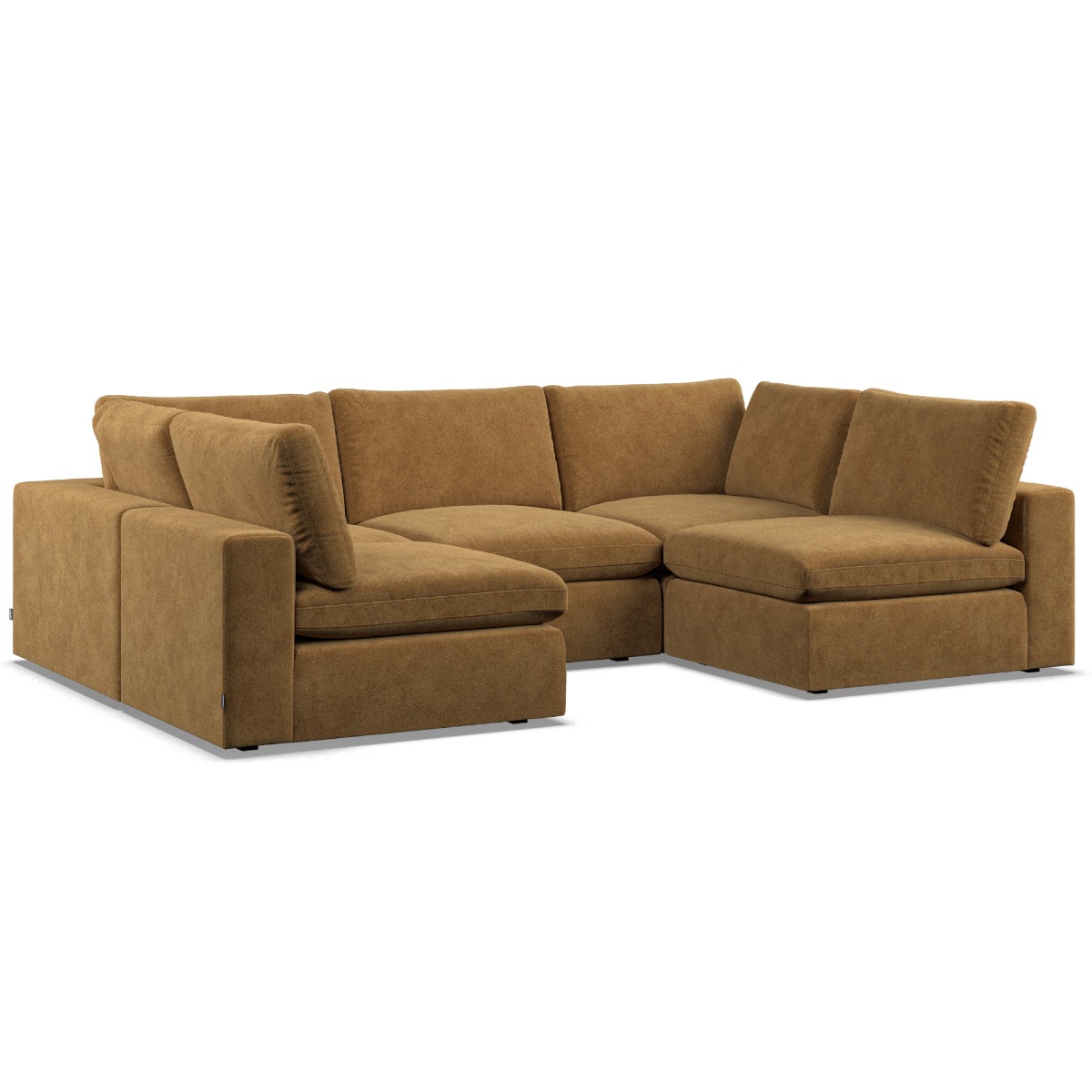 Corner Sofa - OBLAK Fabric 5 Seater U Shaped Amber - Open End