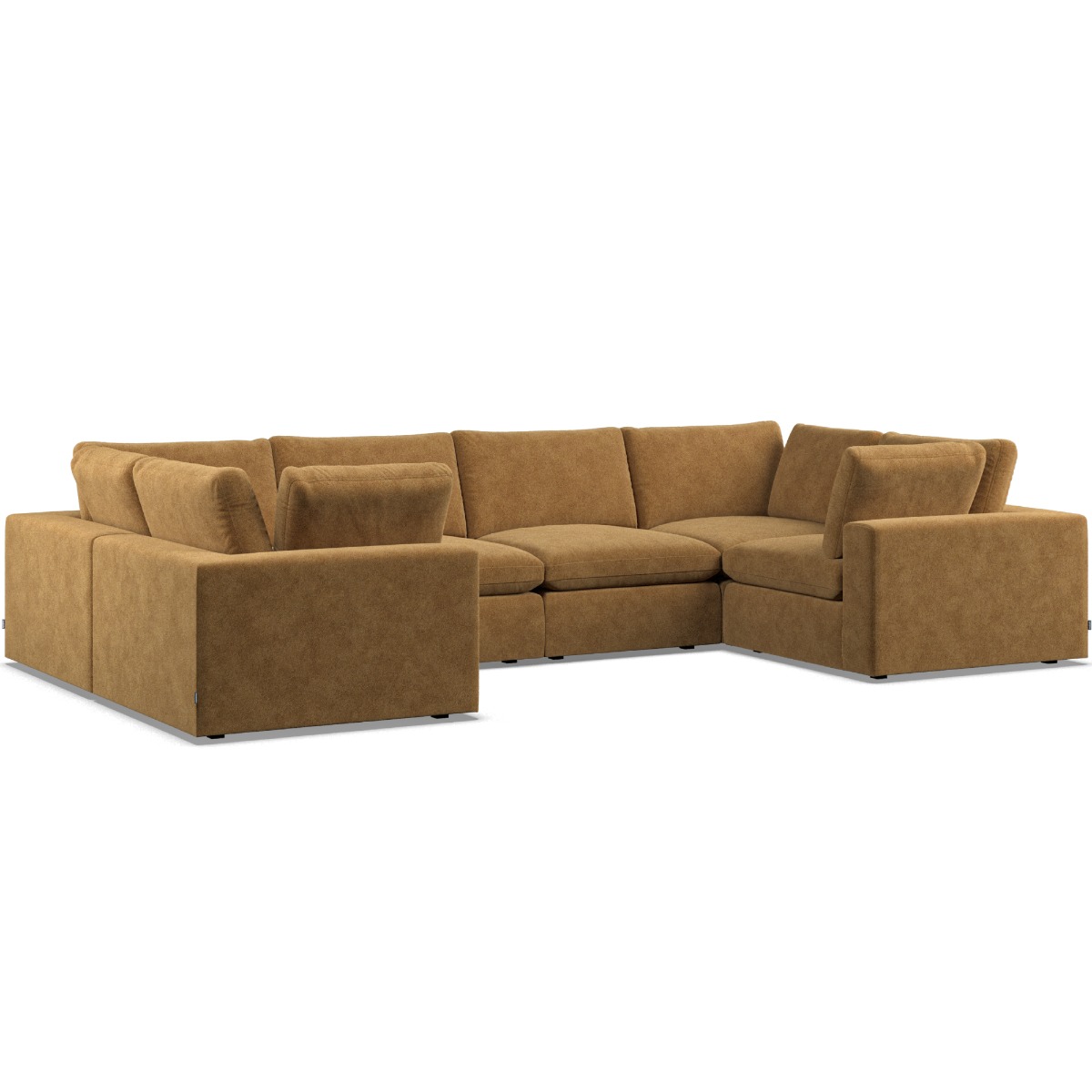 Corner Sofa - OBLAK Fabric 6 Seater U Shaped - Amber