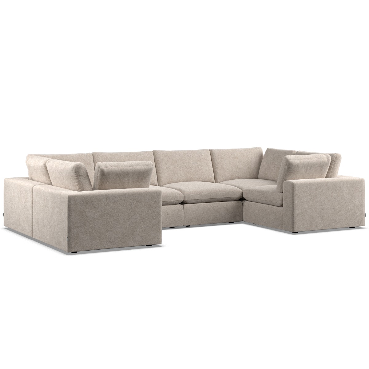 Corner Sofa - OBLAK Fabric 6 Seater U Shaped - Fossil