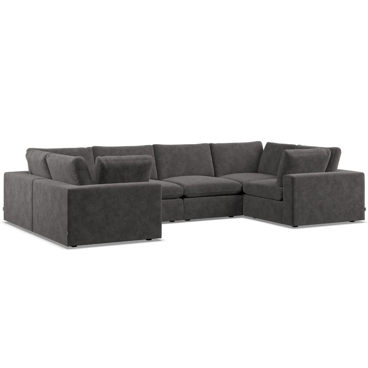 Corner Sofa - OBLAK Fabric 6 Seater U Shaped - Slate