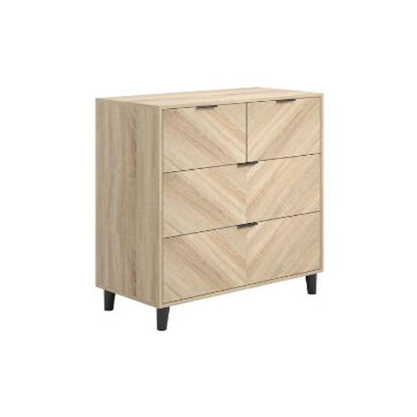 STONEHAVEN Oak Finish Chest of Drawers - Medium-sized, 4 Drawers