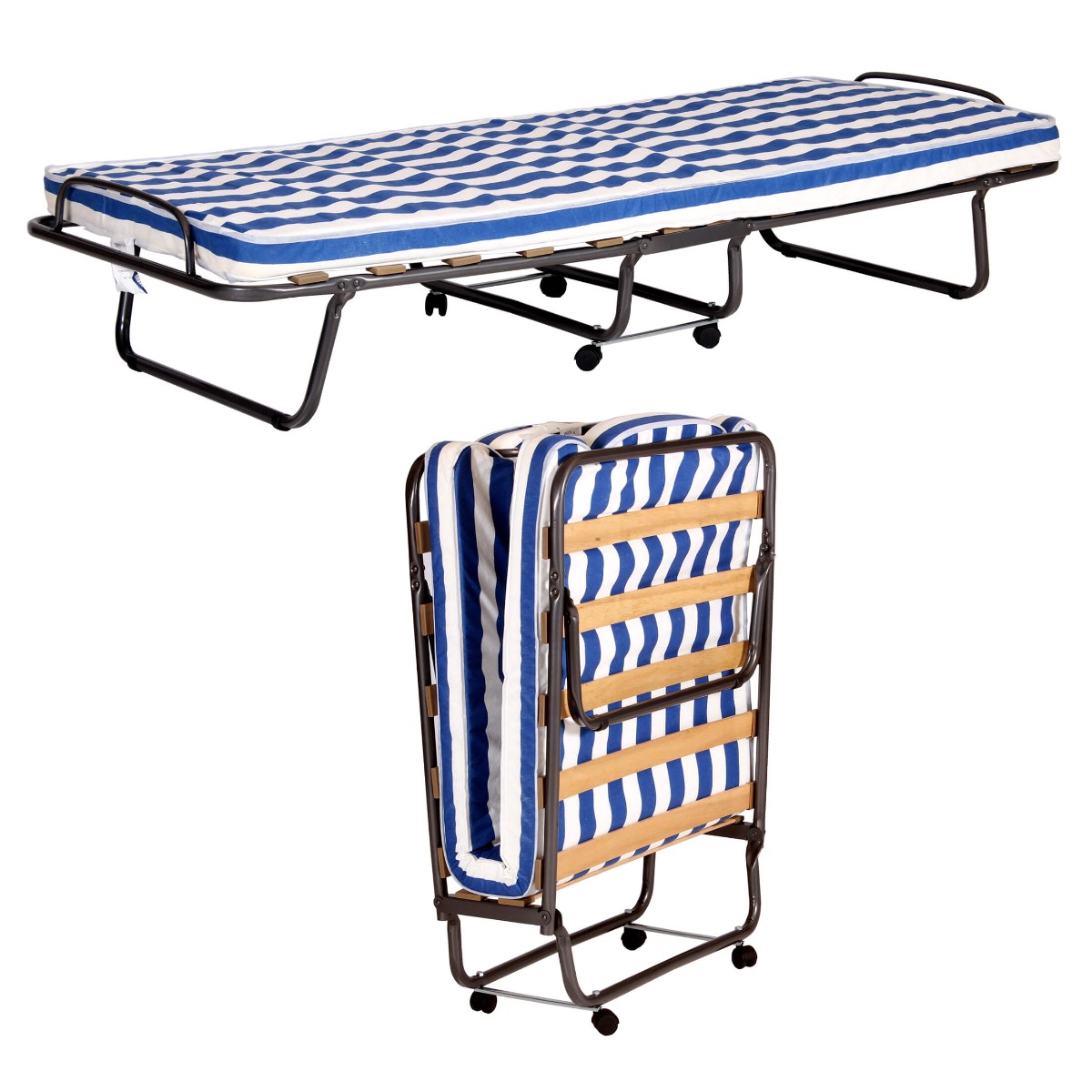 Glamorgan Foldable Metal Single Bed with Mattress - Black
