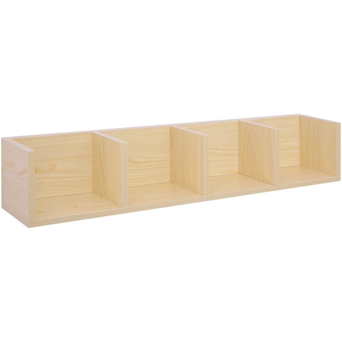 Wall Mount 84 CD / 56 DVD/Blu-ray/ Media Storage Rack 4 Cubes Wooden Shelf Organizer Unit Bookcase Display (Natural Wood Colour)