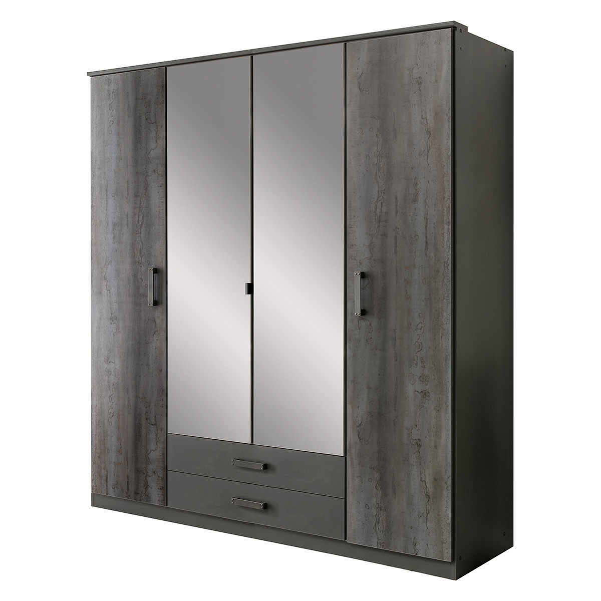 DARWIN 4 Door Wardrobe with 2 Drawers Grey - 180cm