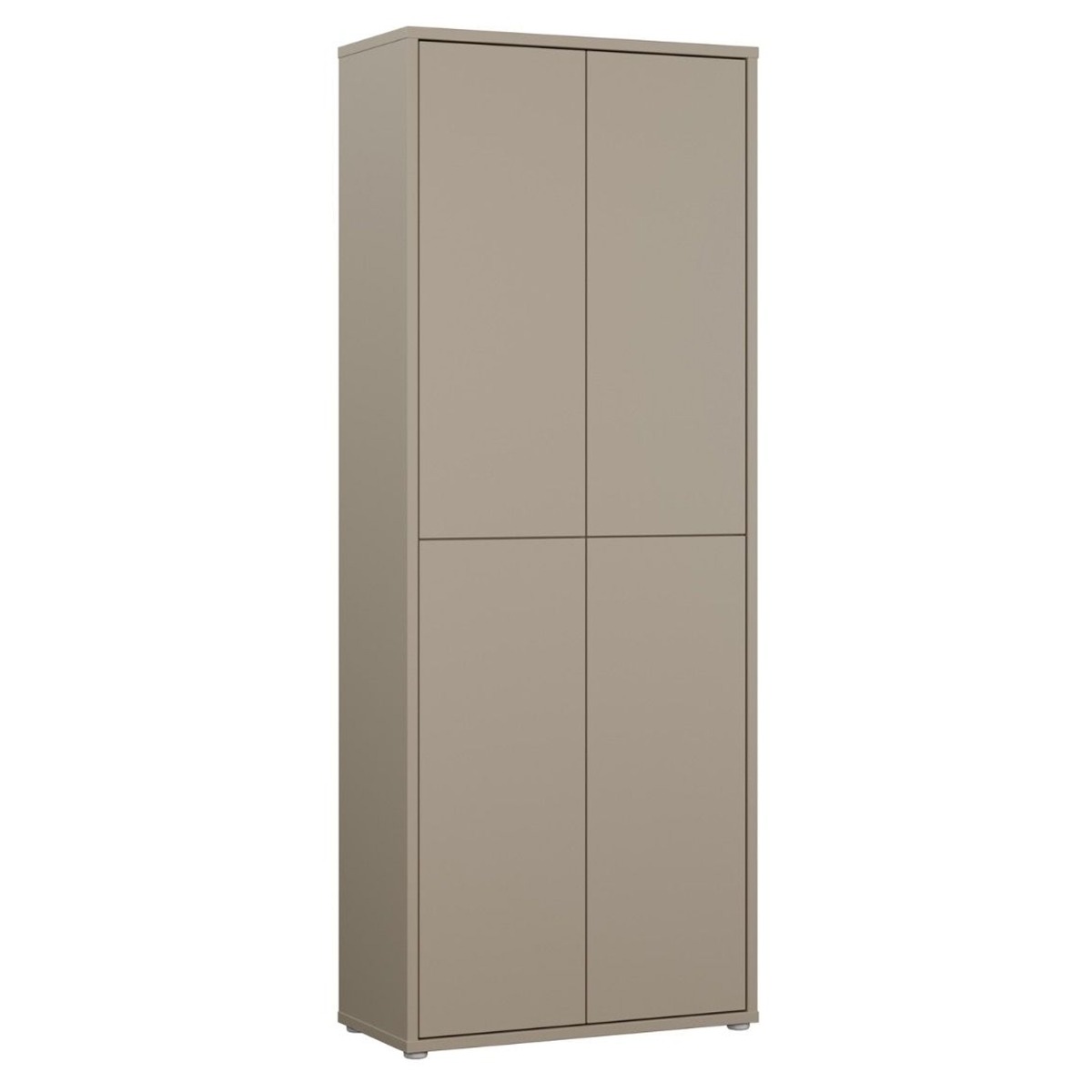 SOLARA Tall Shoe Cabinet with 4 Push to Open Doors - Taupe
