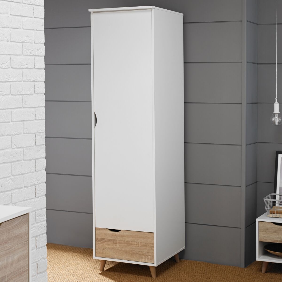 STONEHAVEN 1 Door Wardrobe with 1 Drawer White - 92cm