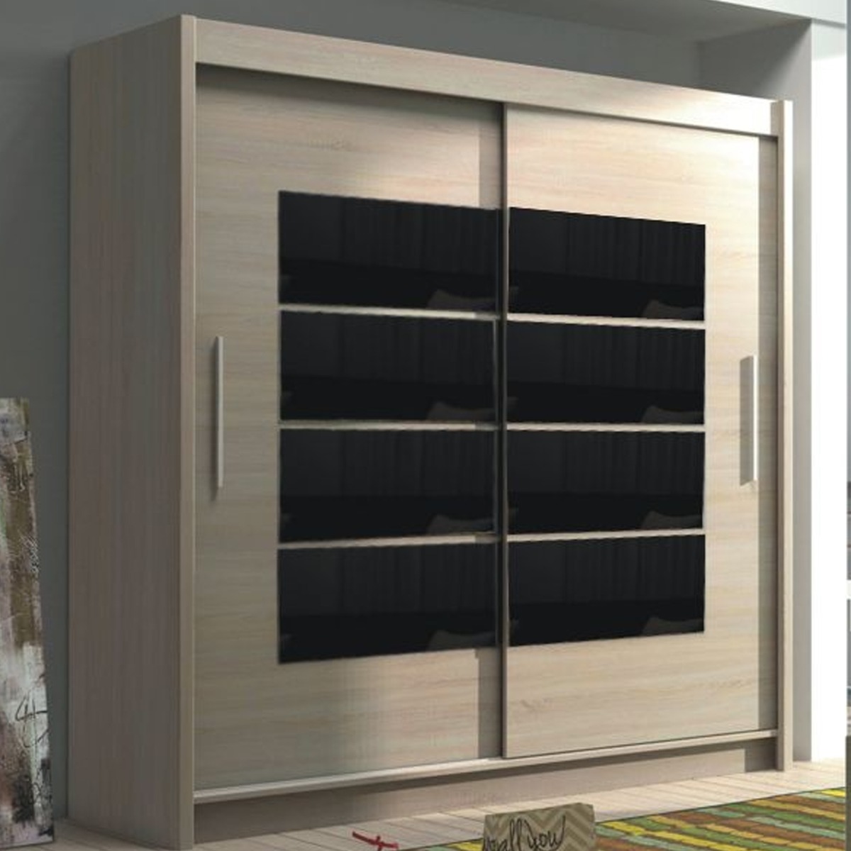 TORENA 2 Door Sliding Wardrobe Light Oak - 180cm
