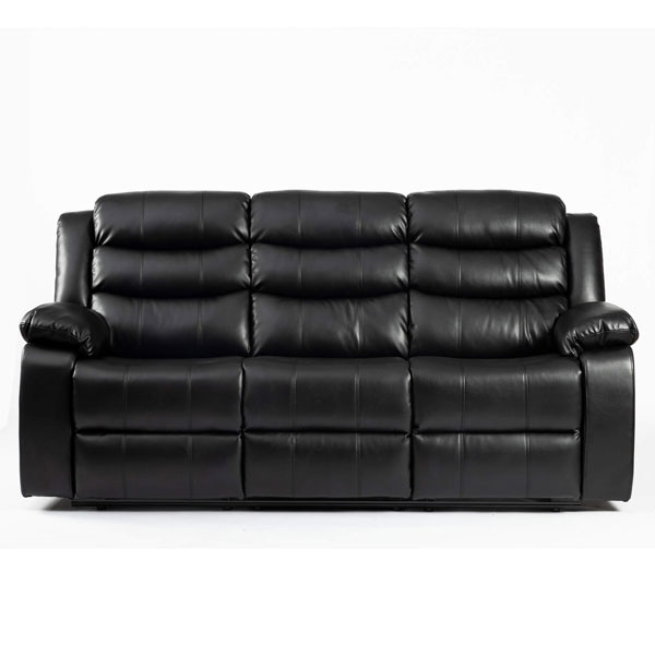 Esperanza 3 Seater Leather Aire Recliner - Black