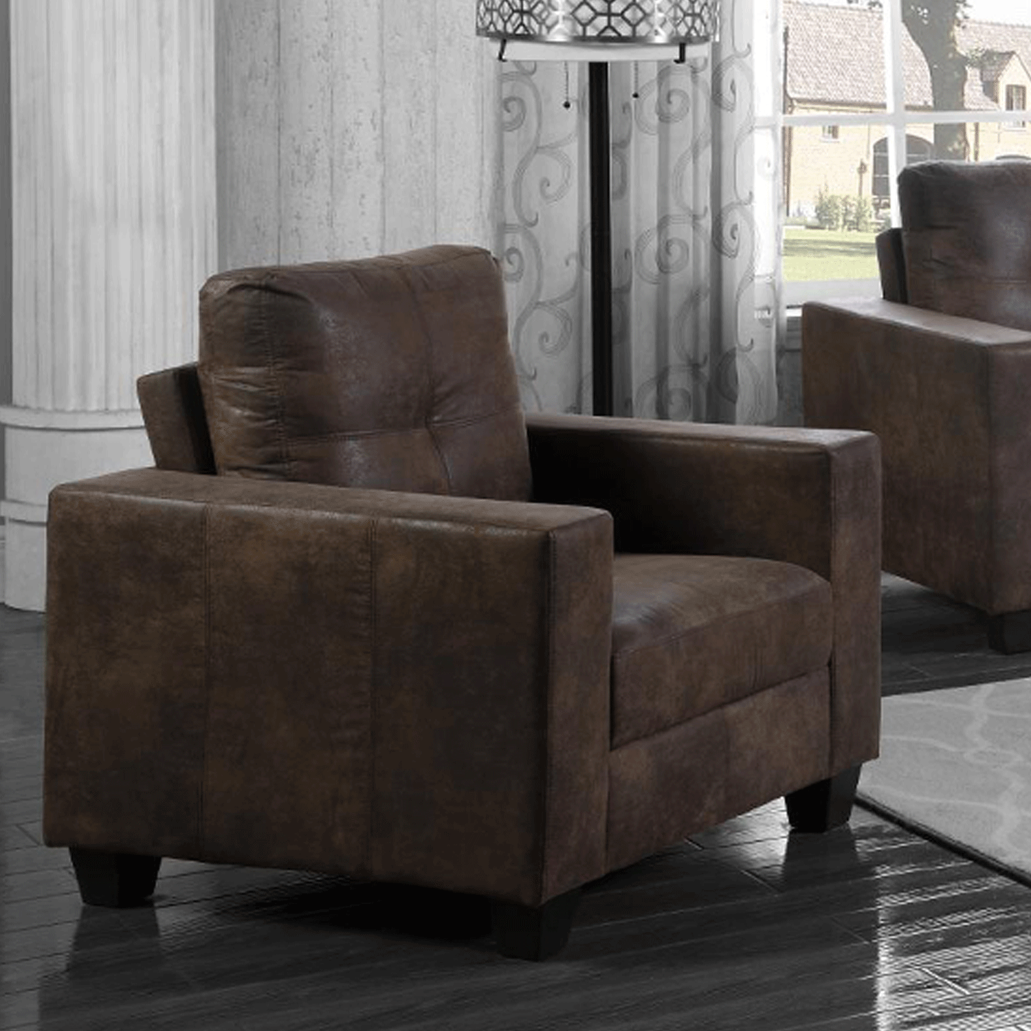 Classic Elegance Wadrqua Luxurious Antique Fabric 1-Seater Sofas in Brown